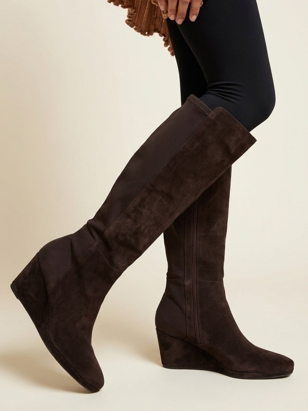 Vince Camuto Dark Brown Suede Over-the-Knee Wedge Boots